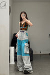 WINDOWSEN stitching printed wide -leg pants/pants/skirt SS23P008 gray